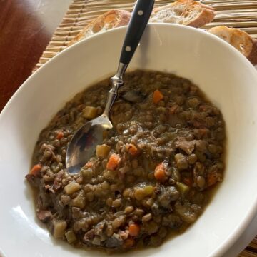 Lentil and Ham Soup in Bowl