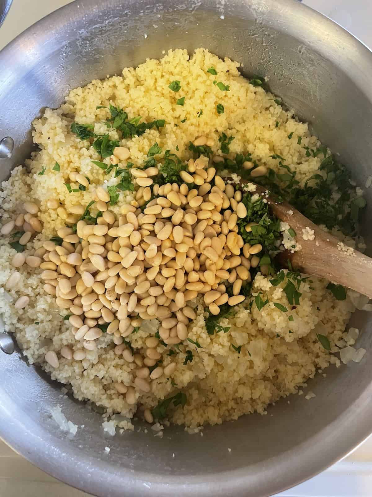 Couscous with Pine Nuts (Pignoli) and Parsley -- adding pine nuts and parsley