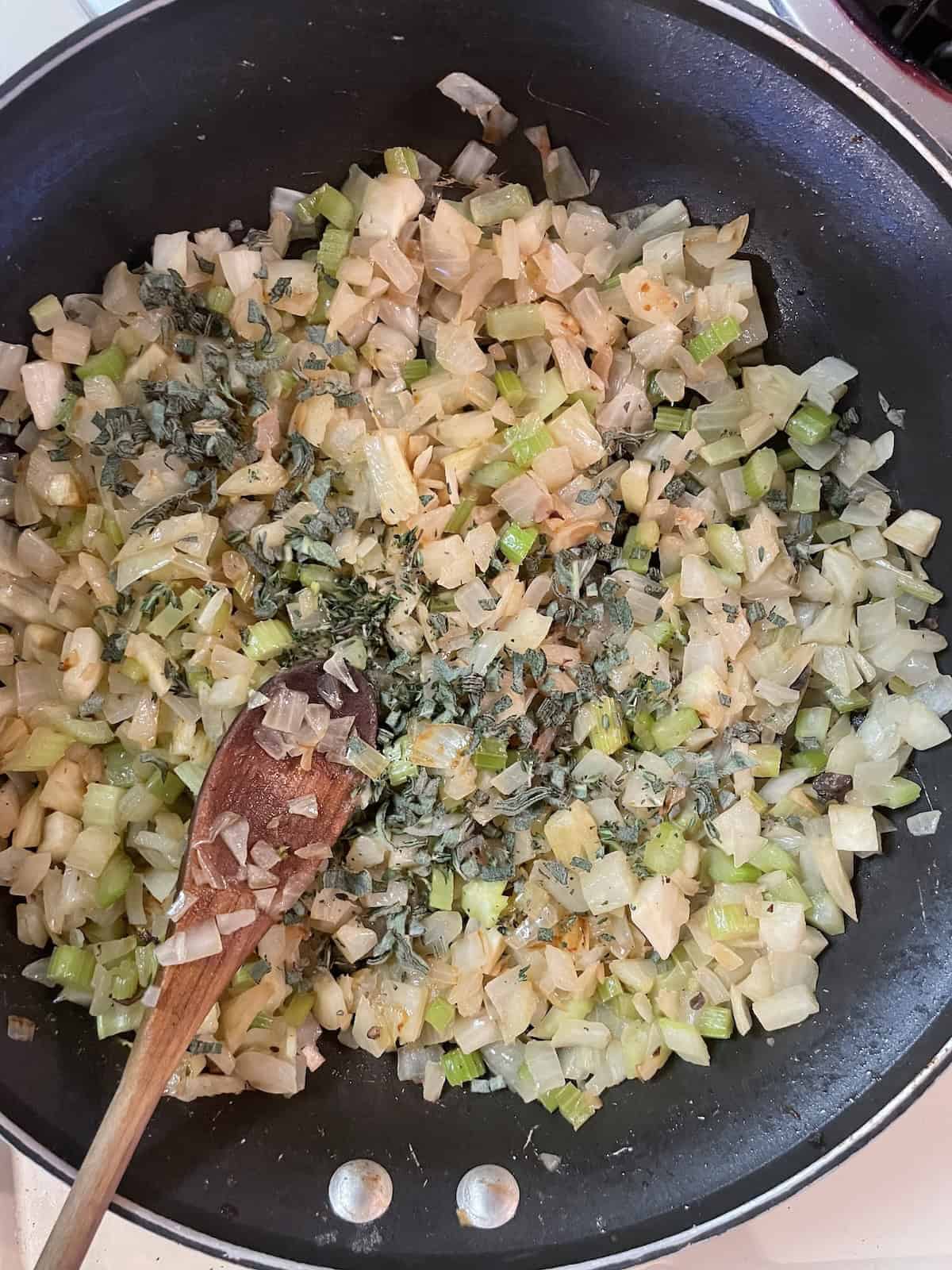 sautéed fennel, celery and onion with herbs added