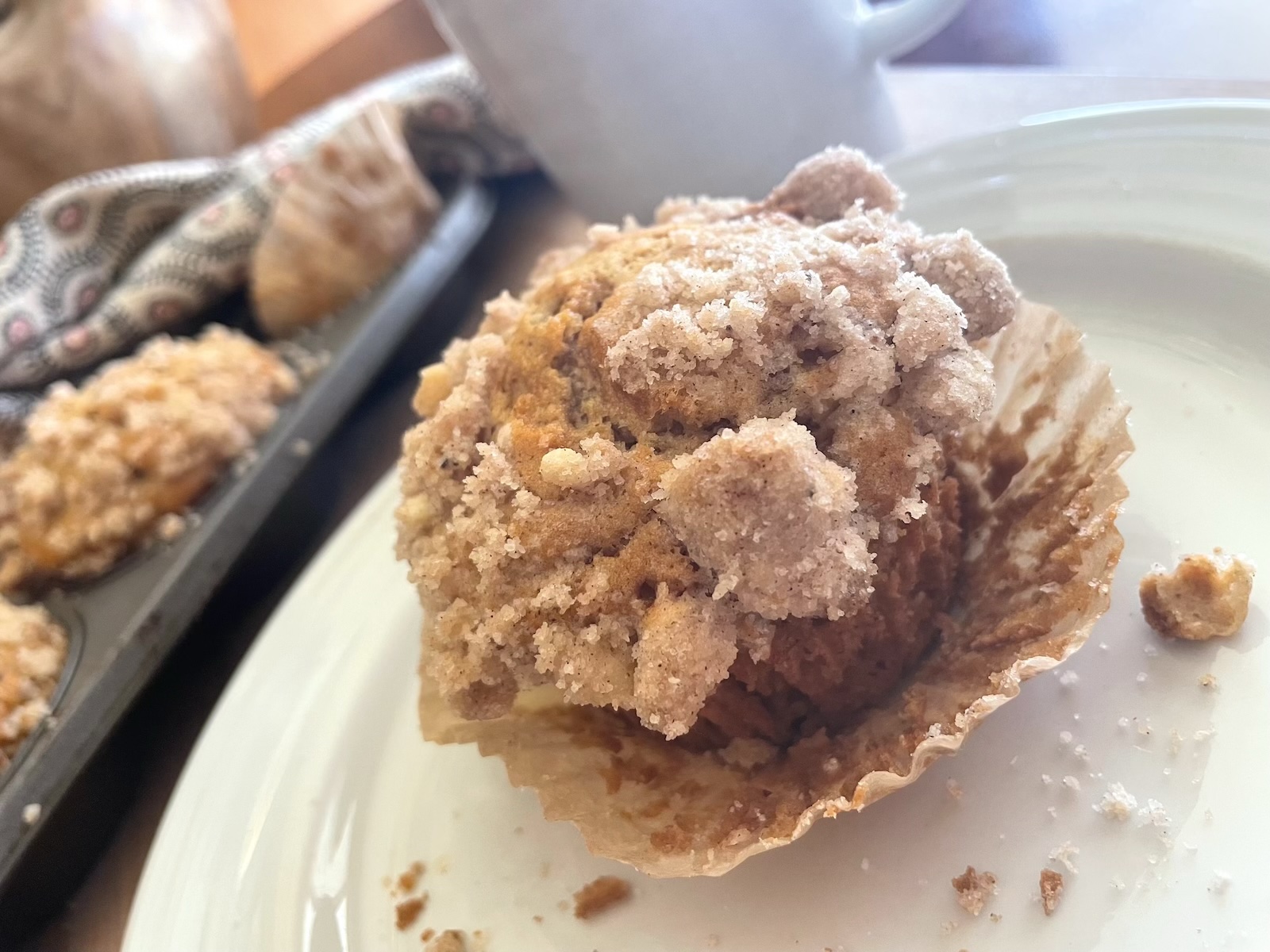 Brown Butter Toffee Apple Muffins -- Muffin on a plate