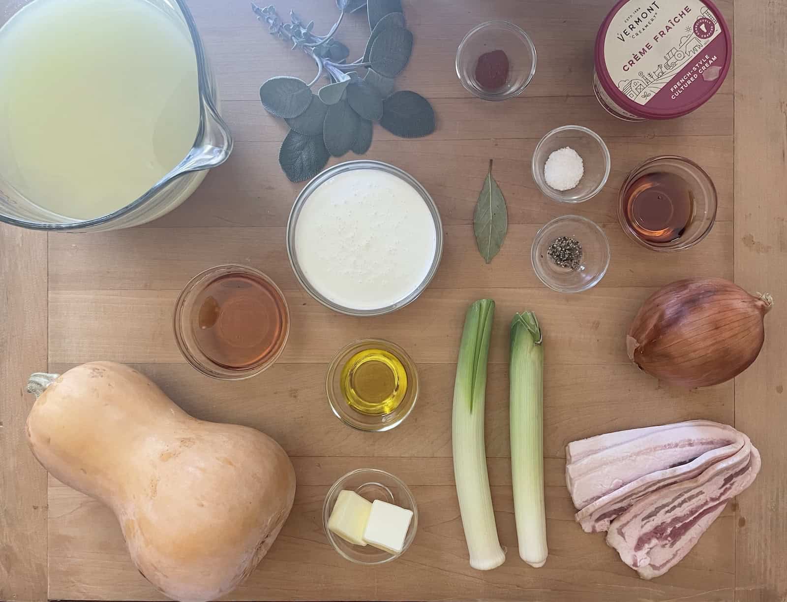 Butternut Squash Soup with Bacon and Brandy Ingredients