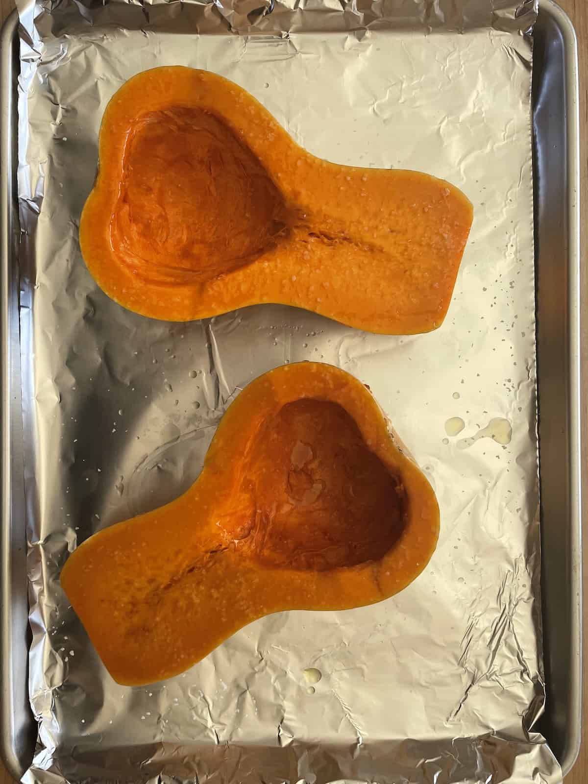 Butternut Squash on a baking sheet