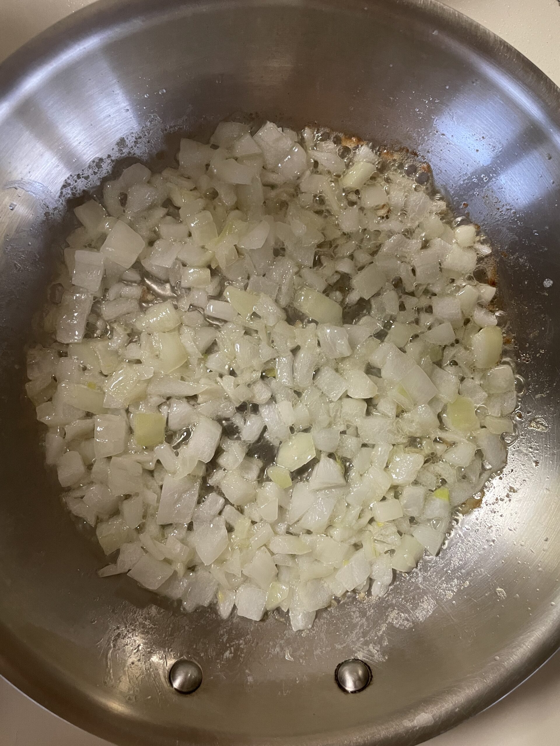 Polynesian Chicken Wings with Pineapple Mustard Sauce -- sautéing onions