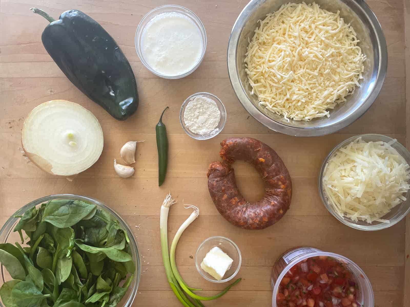 Queso Fundido with Chorizo -- ingredients