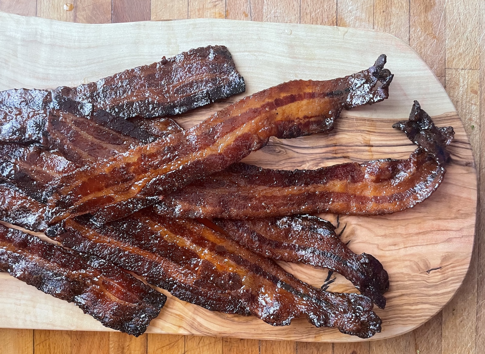 Candied Bacon with Maple, Mustard and Orange Zest finished