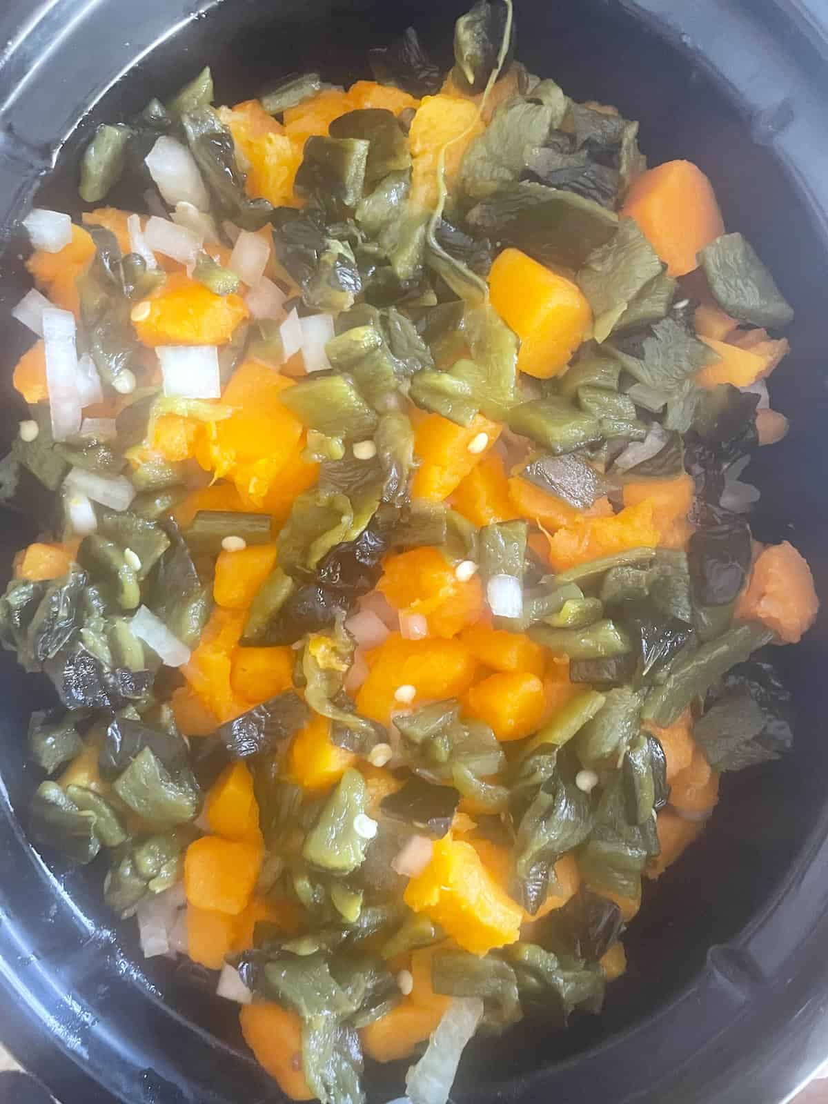 Vegetables added to slow cooker