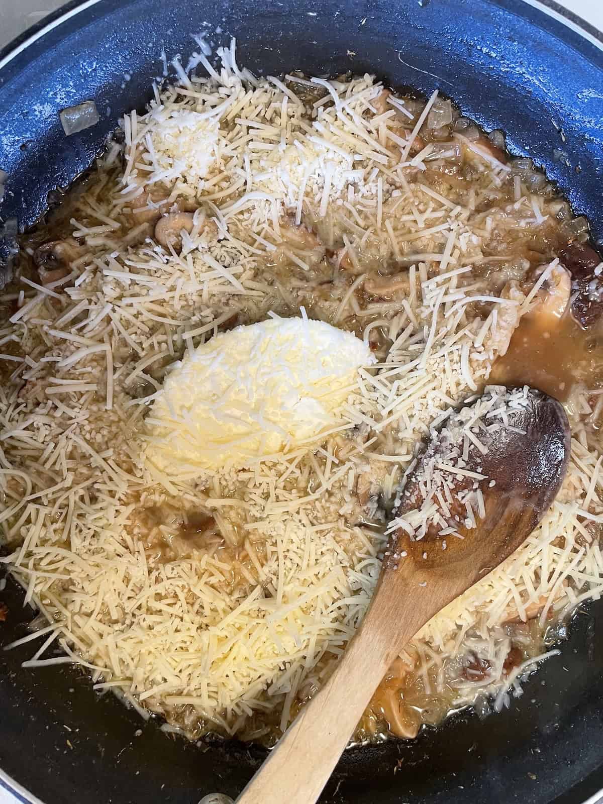 Sausage and Mushroom Rigatoni with Marsala and Parmesan - add creme fraiche and parmesan