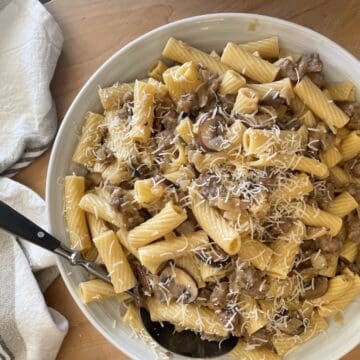 Sausage and Mushroom Rigatoni with Marsala and Parmesan