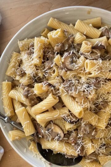 Sausage and Mushroom Rigatoni with Marsala and Parmesan