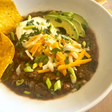 Stow Cooker Short Rib, Poblano and Butternut Squash Mole Chili.Feature