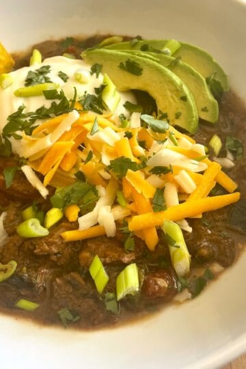 Stow Cooker Short Rib, Poblano and Butternut Squash Mole Chili.Feature