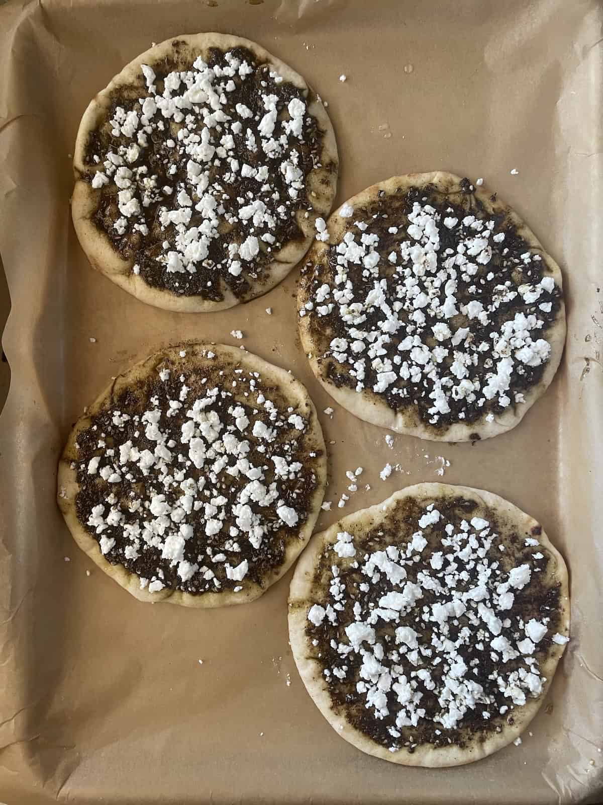 pita topped with za'atar and feta