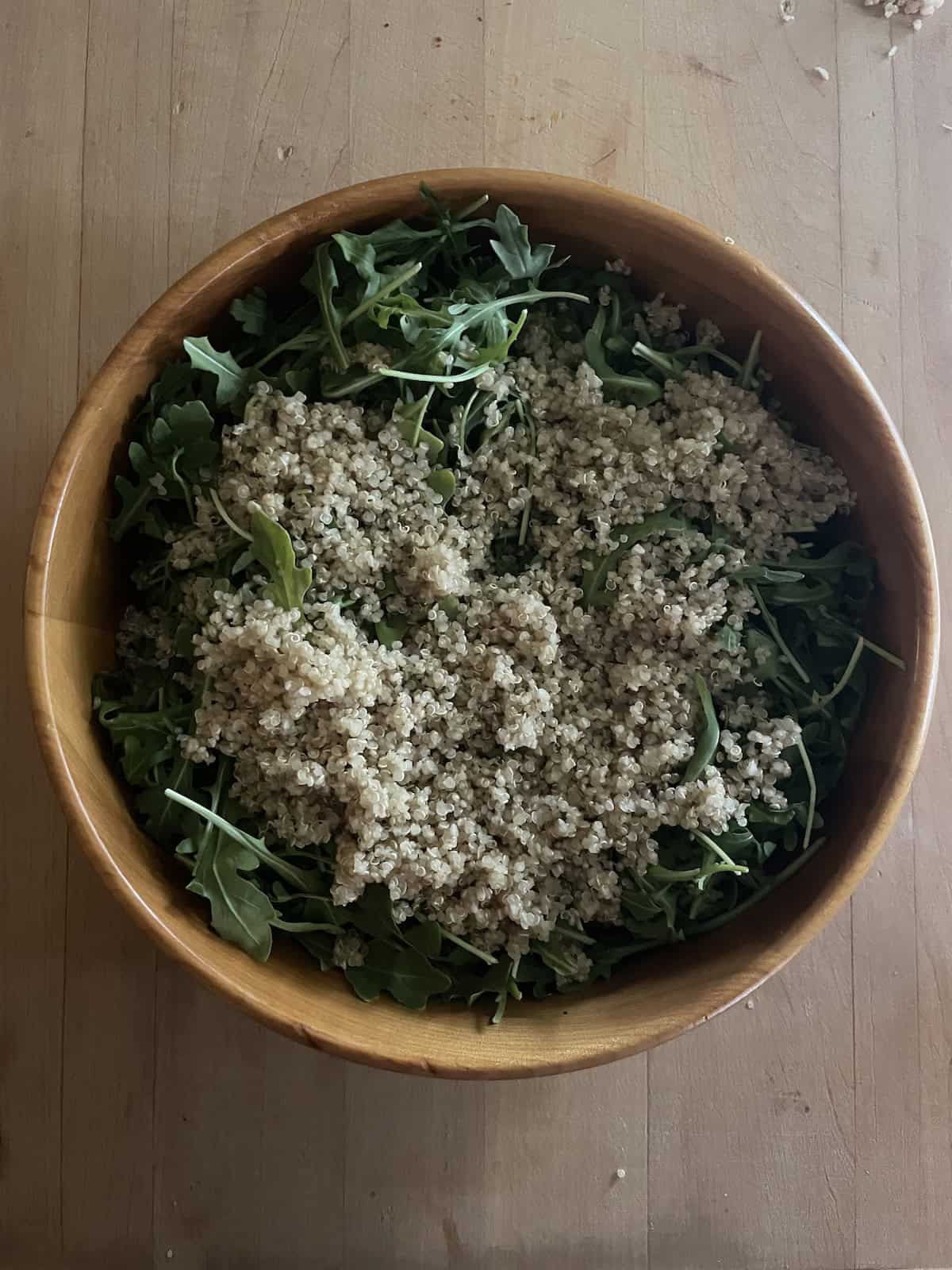 quinoa added to lettuce
