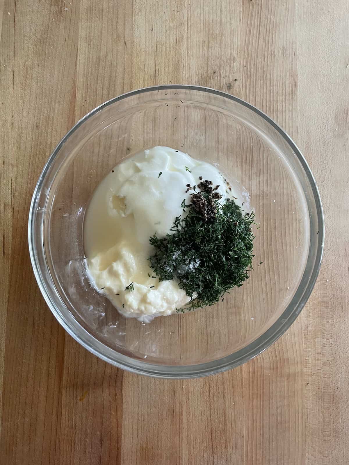 dressing ingredients in a bowl