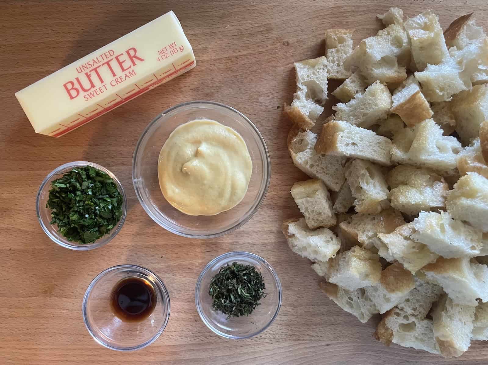 n Butter Mustard Croutons Ingredients