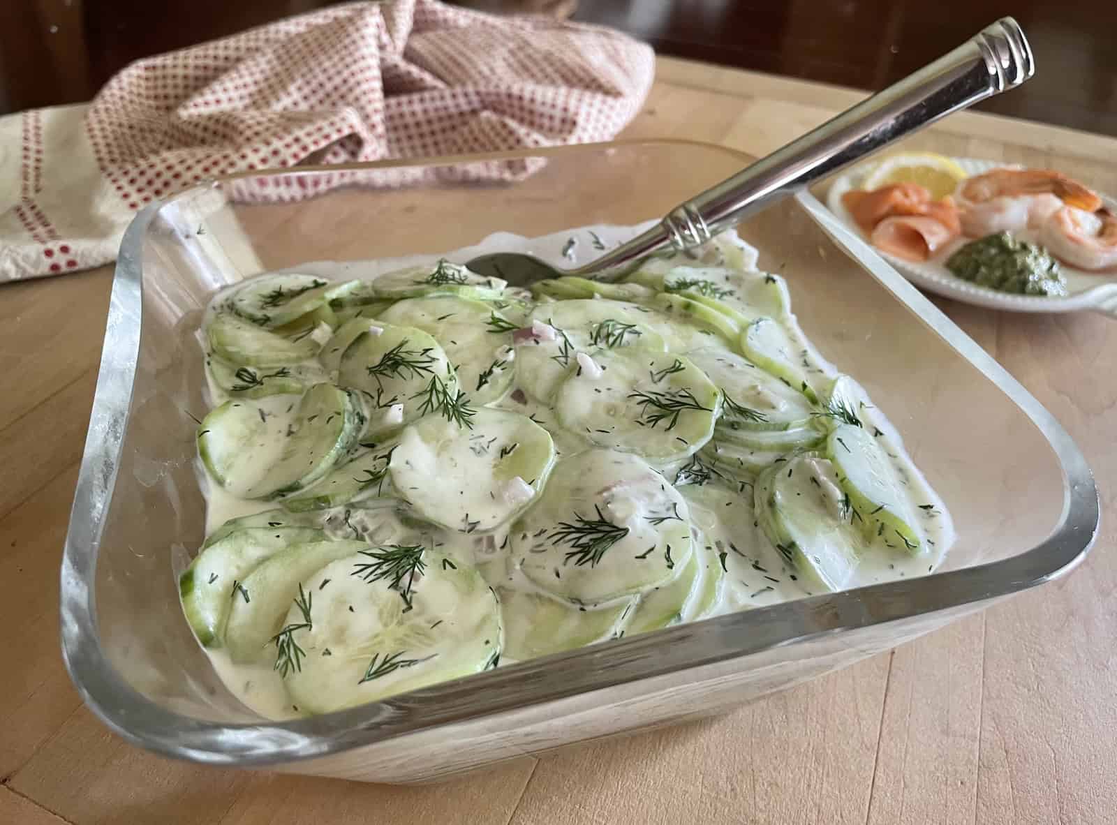 Creamy Dill Cucumbers in a bowl