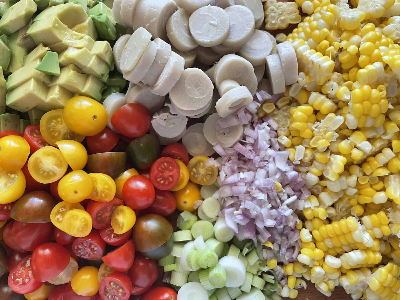 salad ingredients prepped