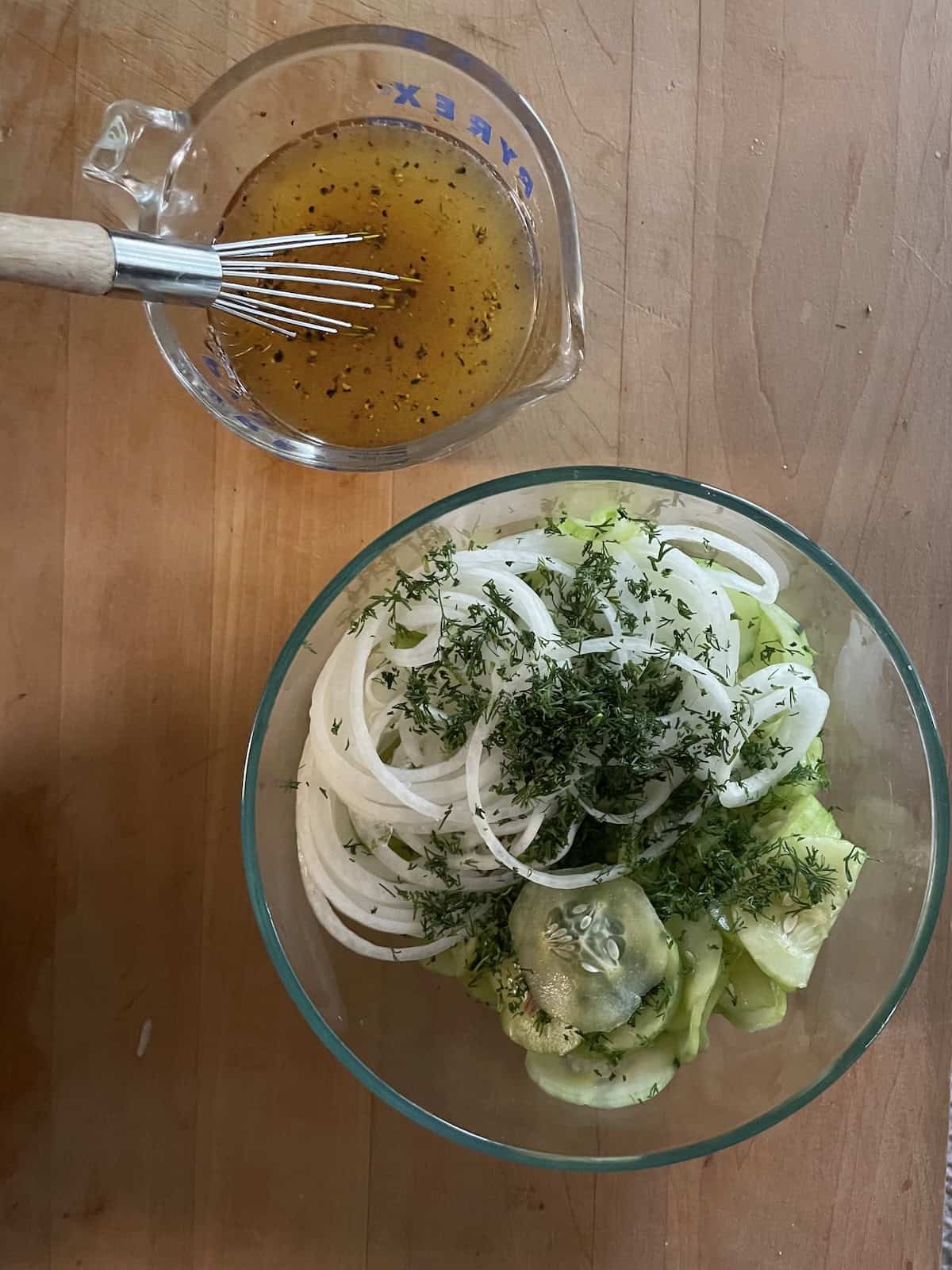 preparing to dress the salad