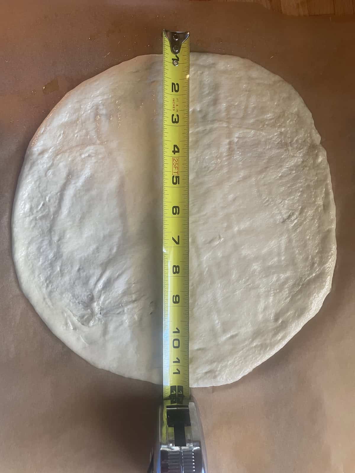 pizza dough stretched to 12"