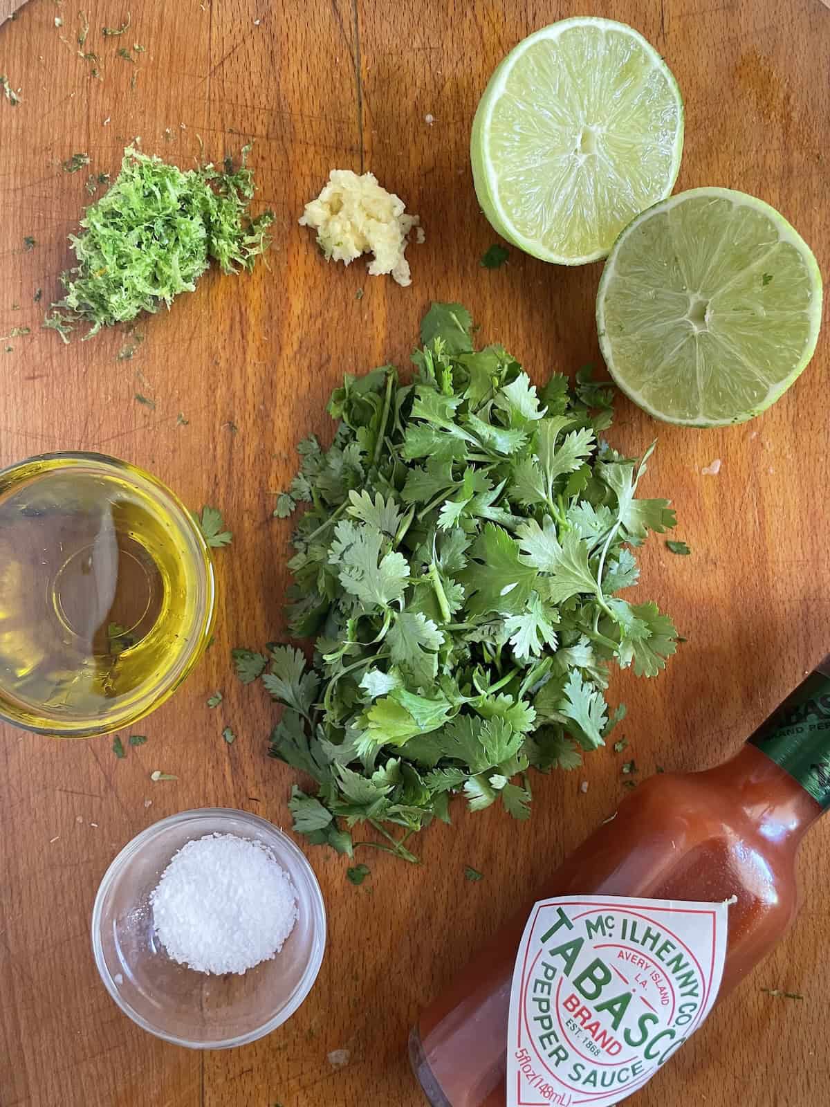 Lime and cilantro dressing ingredients
