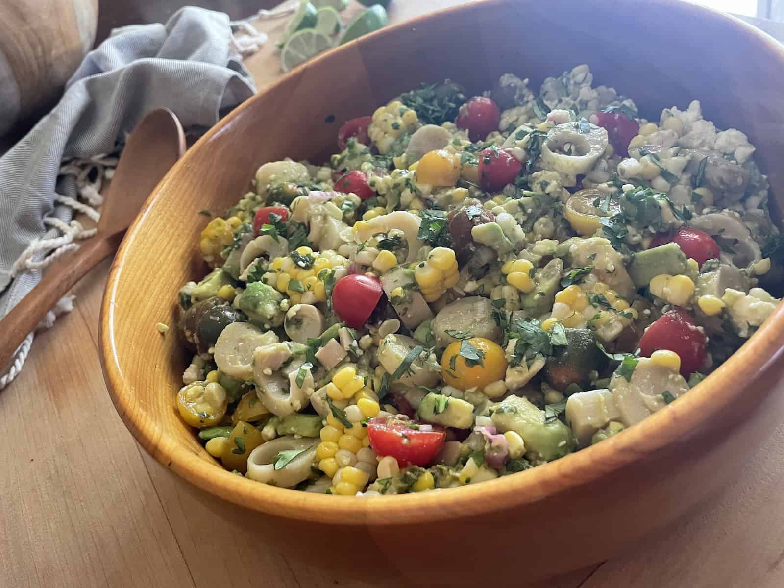Corn, Tomato, Avocado and Hearts of Palm in a bowl
