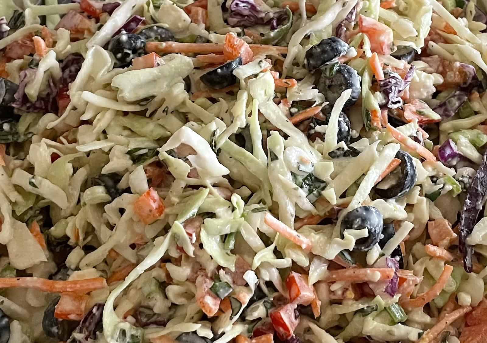 Mediterranean Lemony Buttermilk Coleslaw close-up