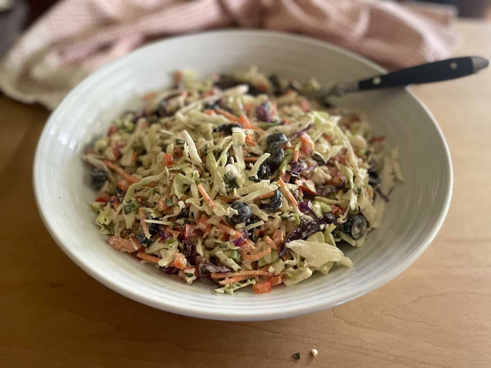 Mediterranean Lemony Buttermilk Coleslaw in a bowl