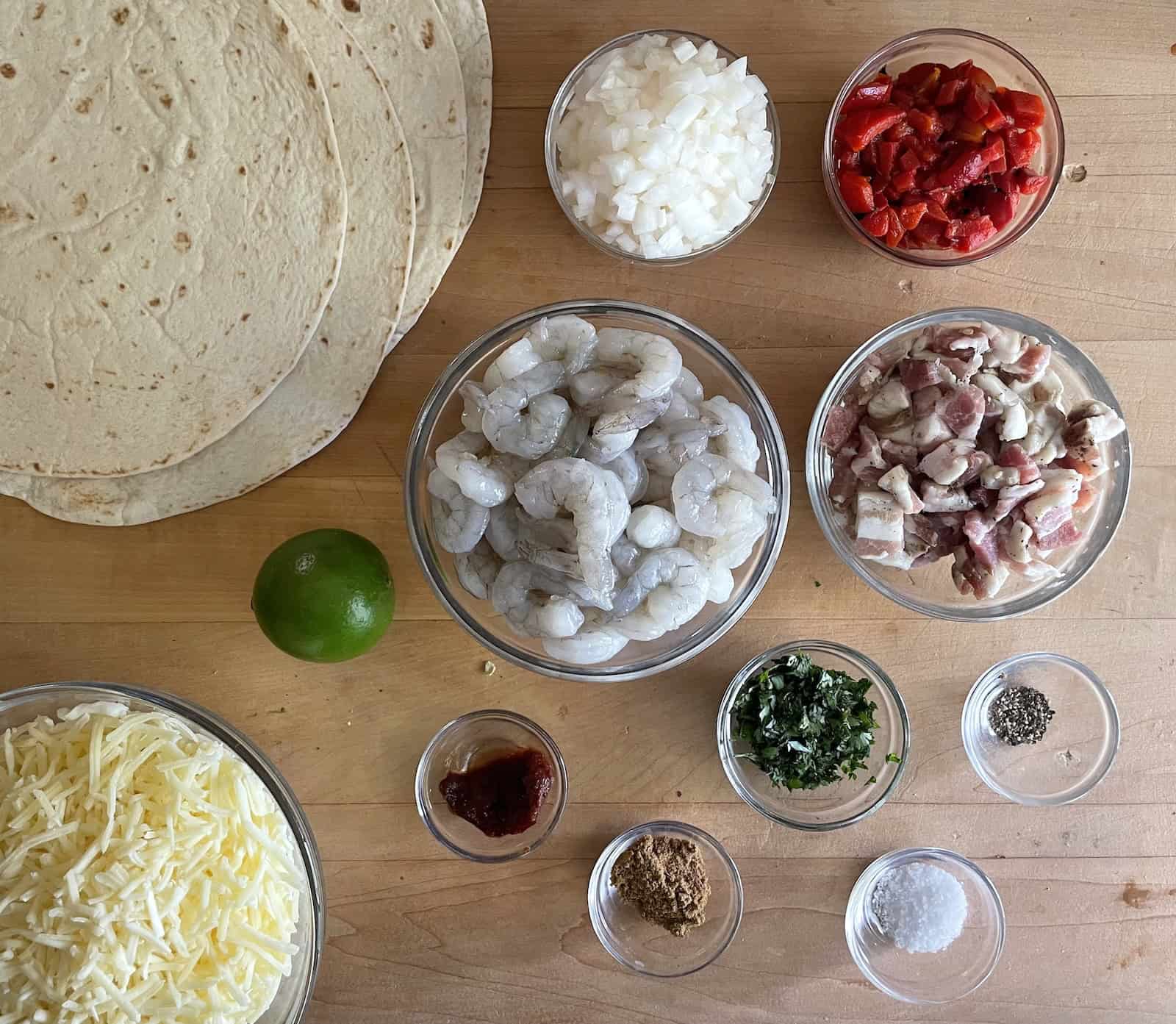 Smoky Shrimp and Bacon Quesadillas Ingredients