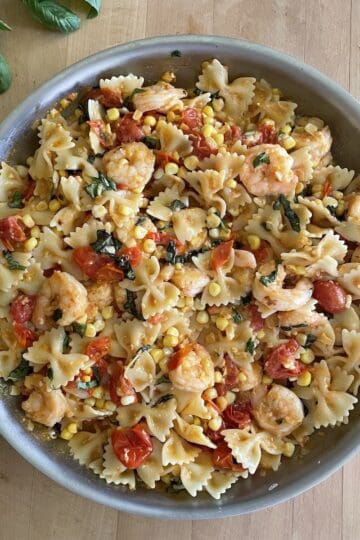Summer Corn, Tomato and Shrimp Pasta