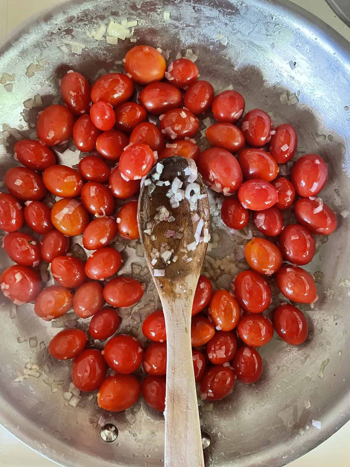 sauteing tomatoes and shallots