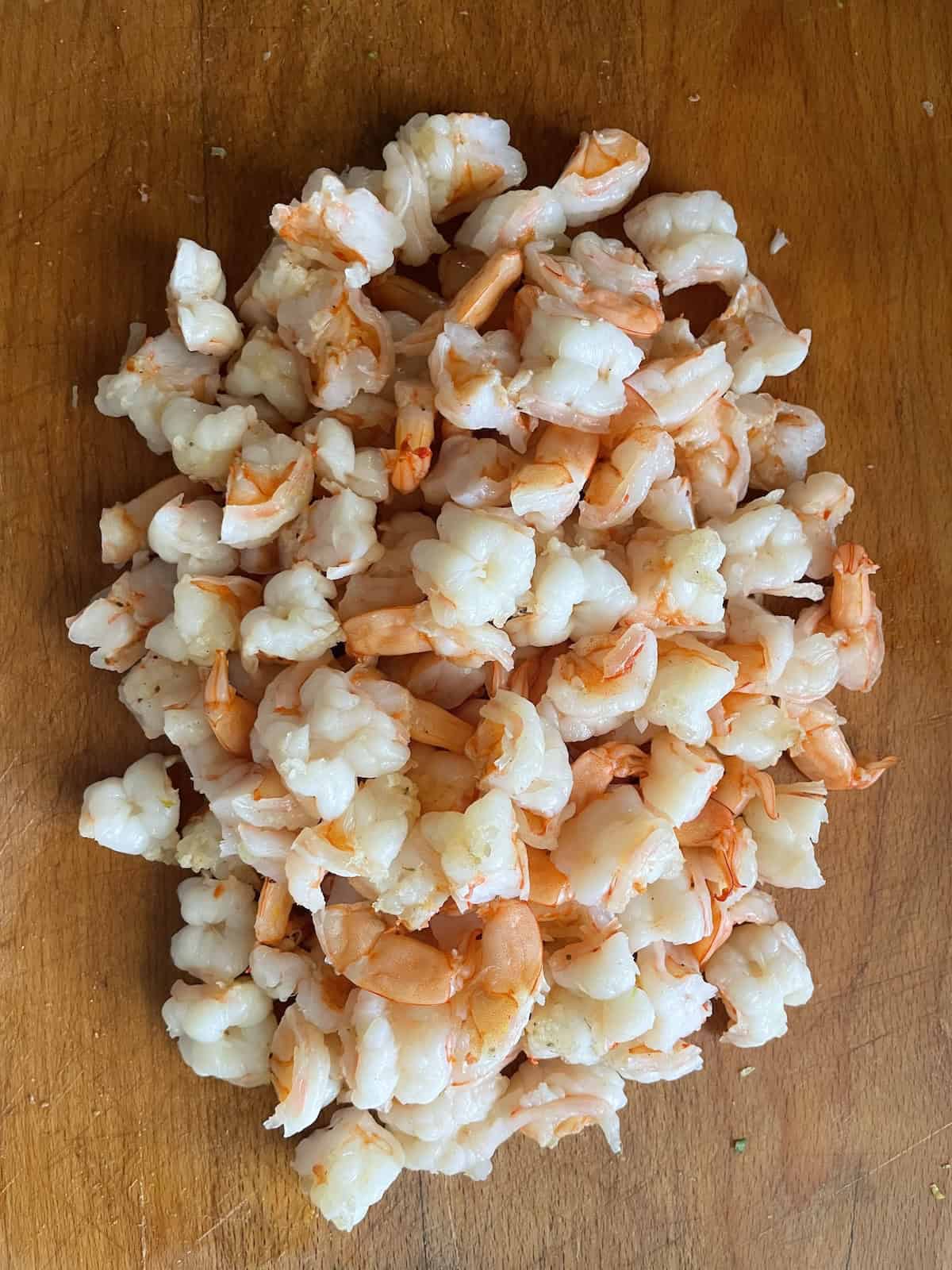 shrimp cut into pieces