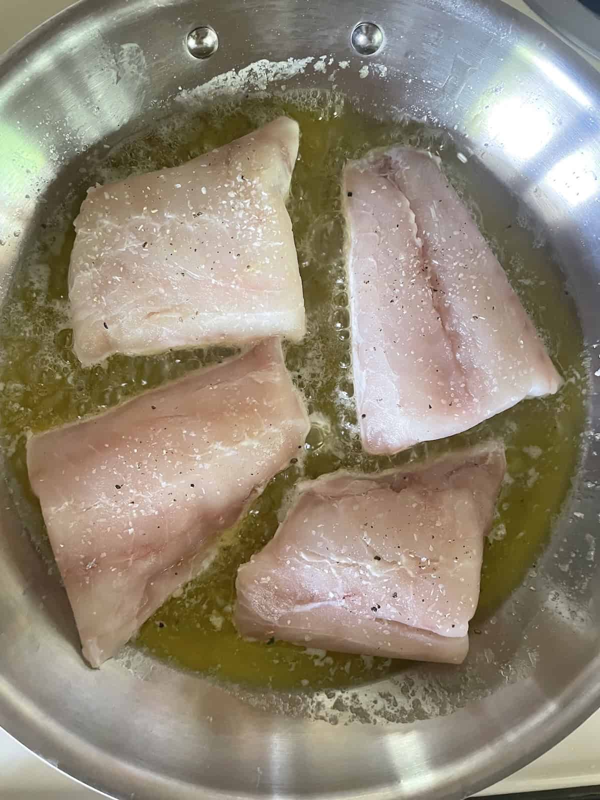 red snapper fillets in pan