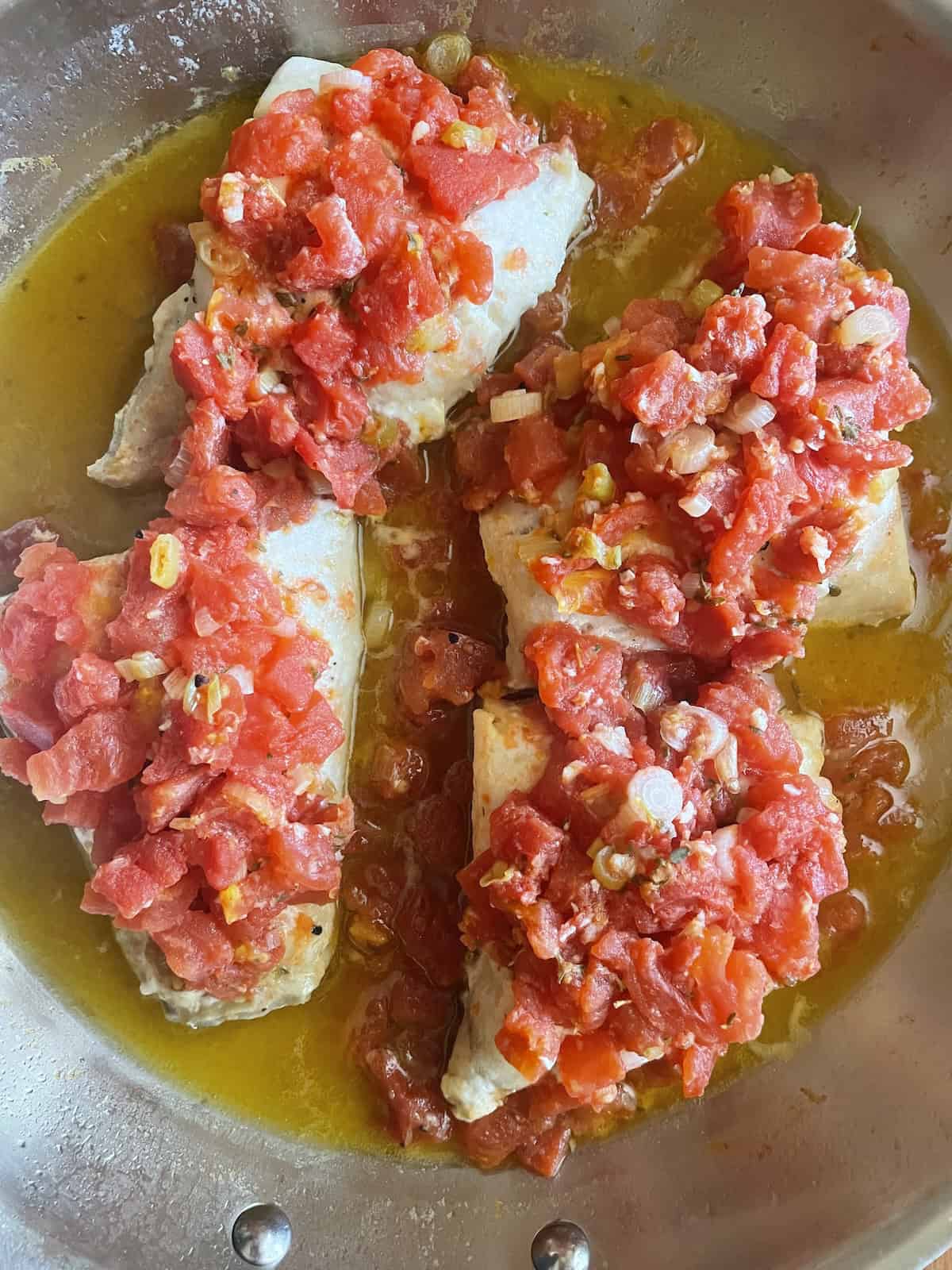 red snapper fillets finished in pan