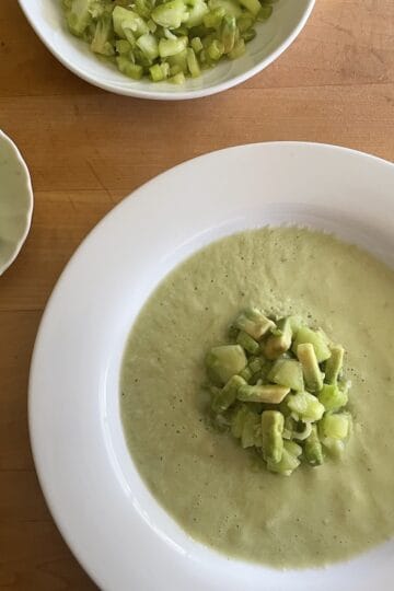 Cold Cucumber, Avocado and Tomatillo Soup