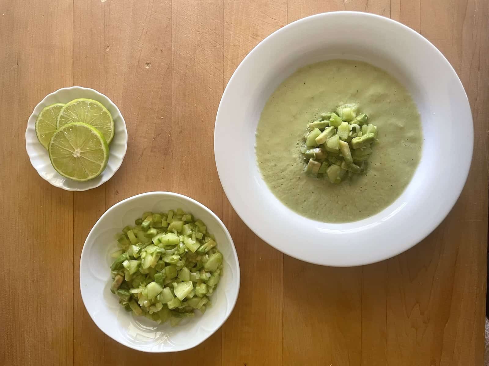 Cold Cucumber, Avocado and Tomatillo Soup