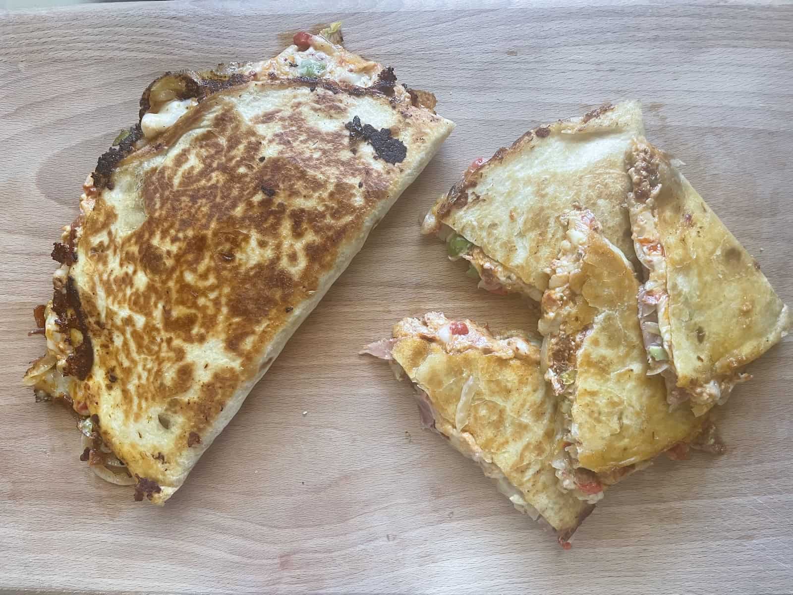 Italian Quesadilla on a cutting board
