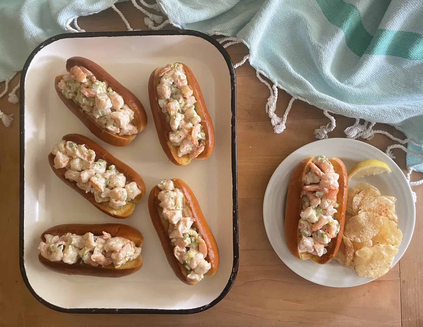Lemon Miso Shrimp Rolls overhead photo