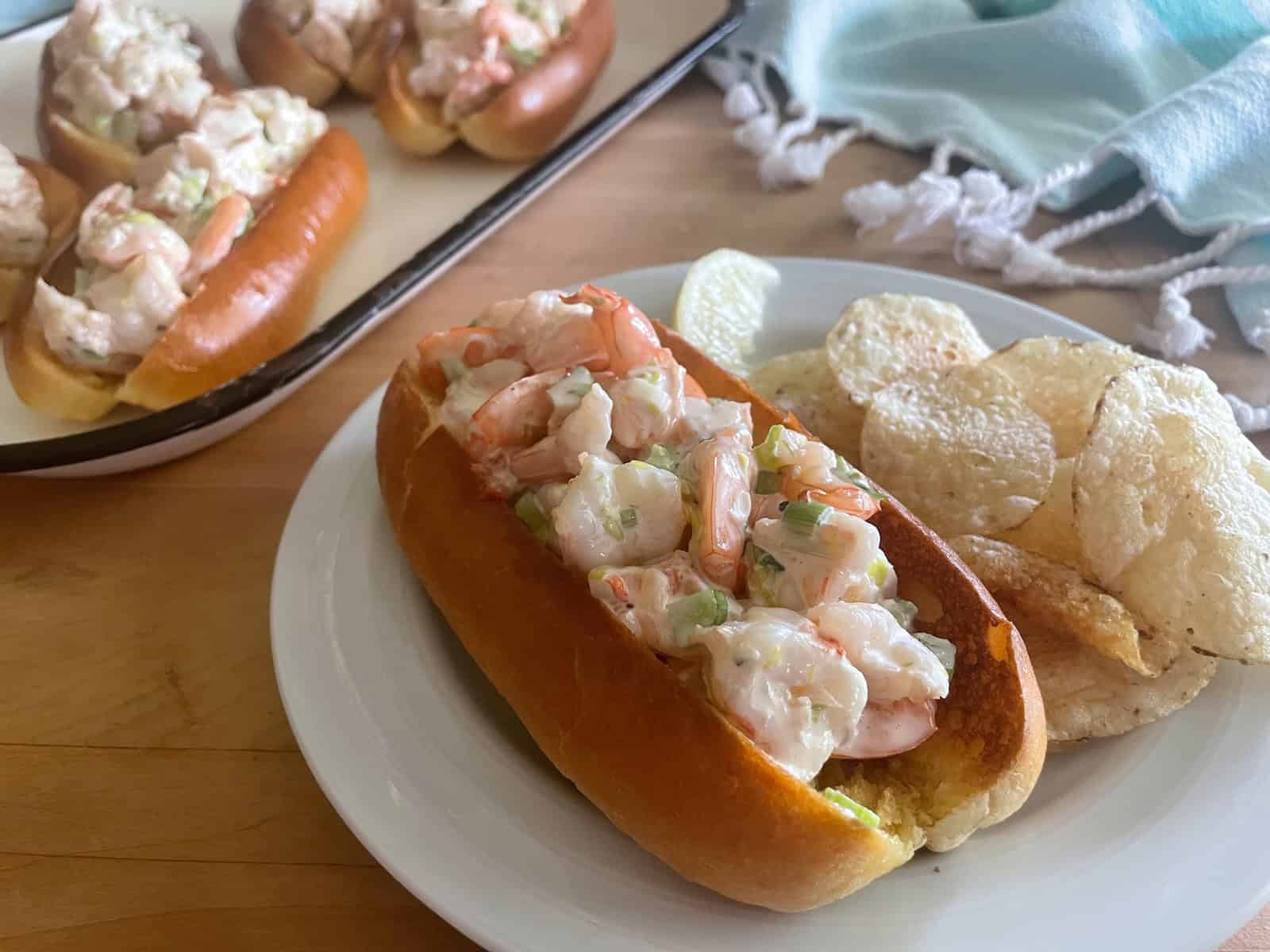 Lemon Miso Shrimp Rolls on a plate