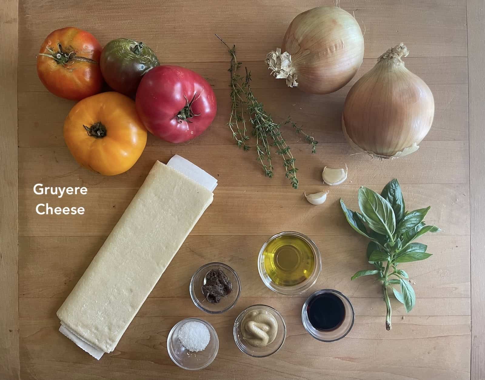 Tomato, Onion and Gruyere Tart Ingredients