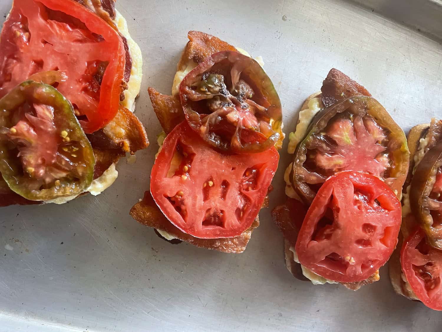 Bacon, Cheddar and Tomato Toast assembled