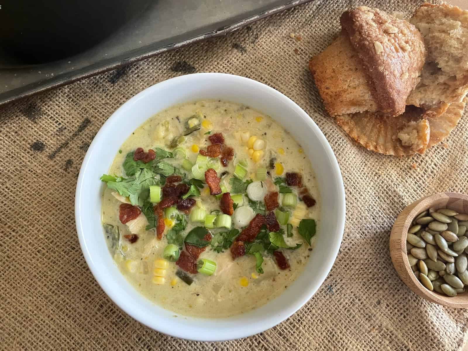 Chicken and Corn Chowder with Poblanos