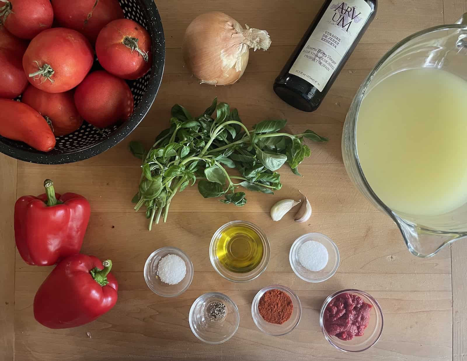 Smoky Roasted Red Pepper and Tomato Basil Soup Ingredients