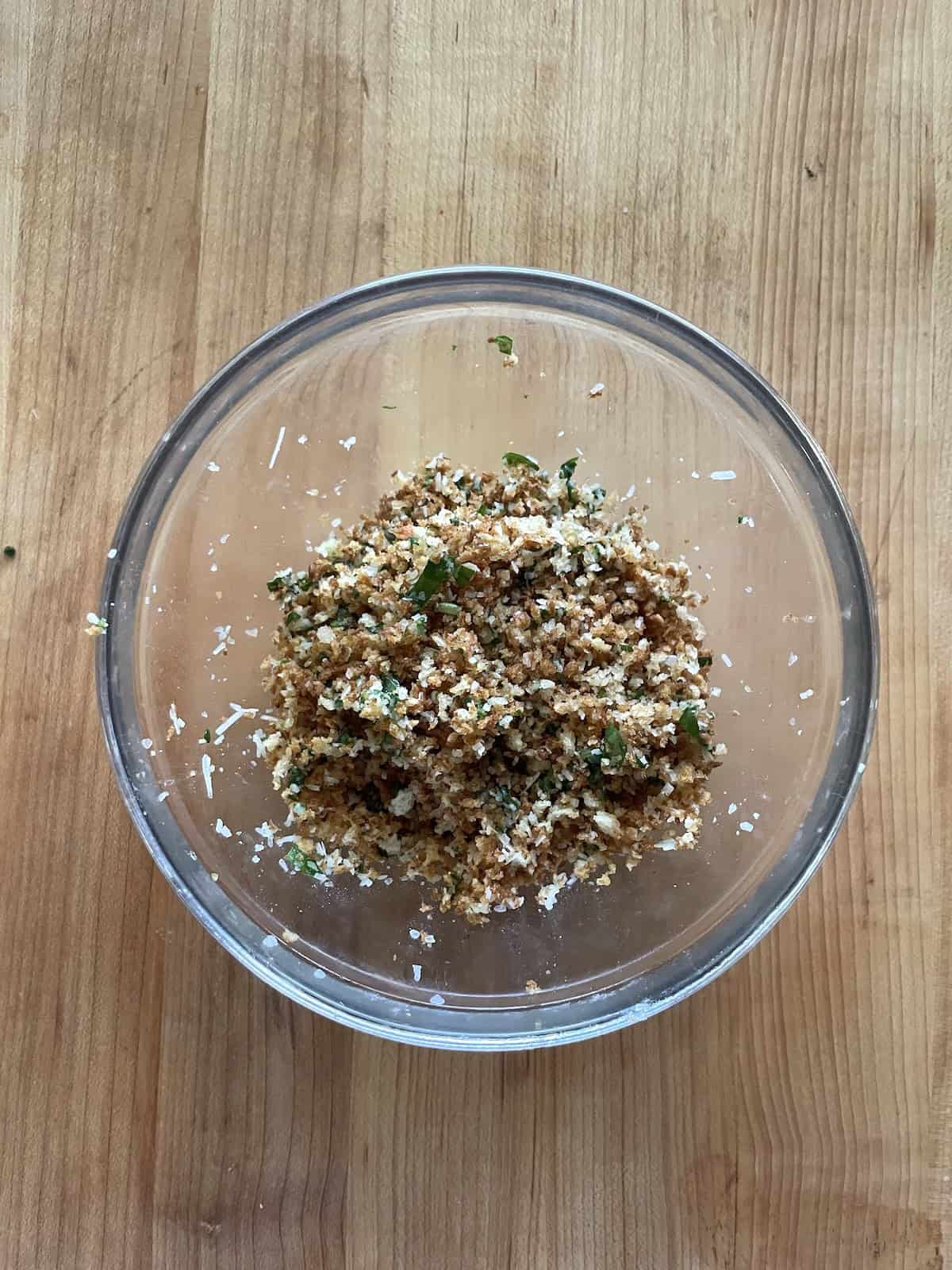 mix breadcrumb ingredients together