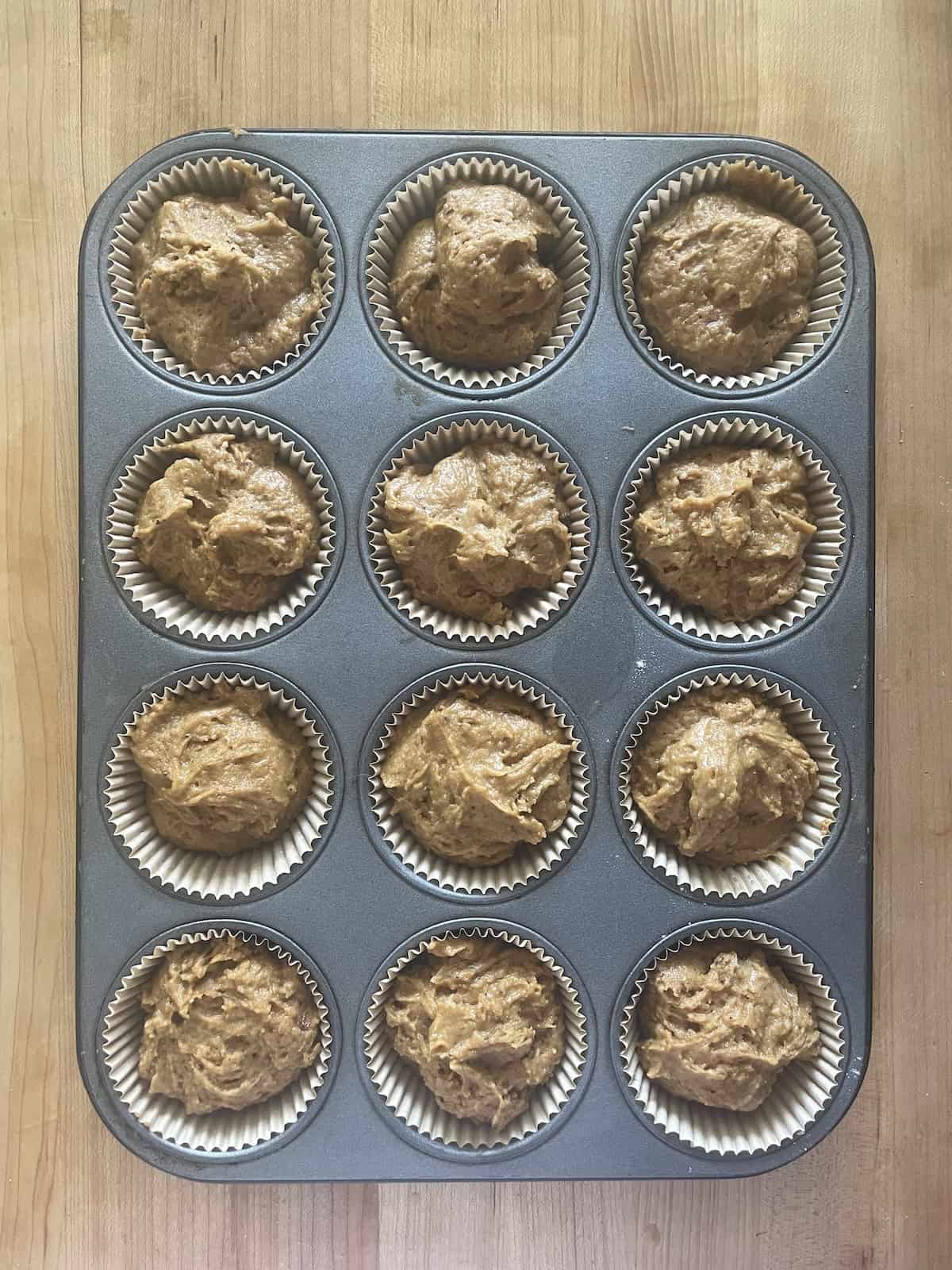 batter in muffin tin