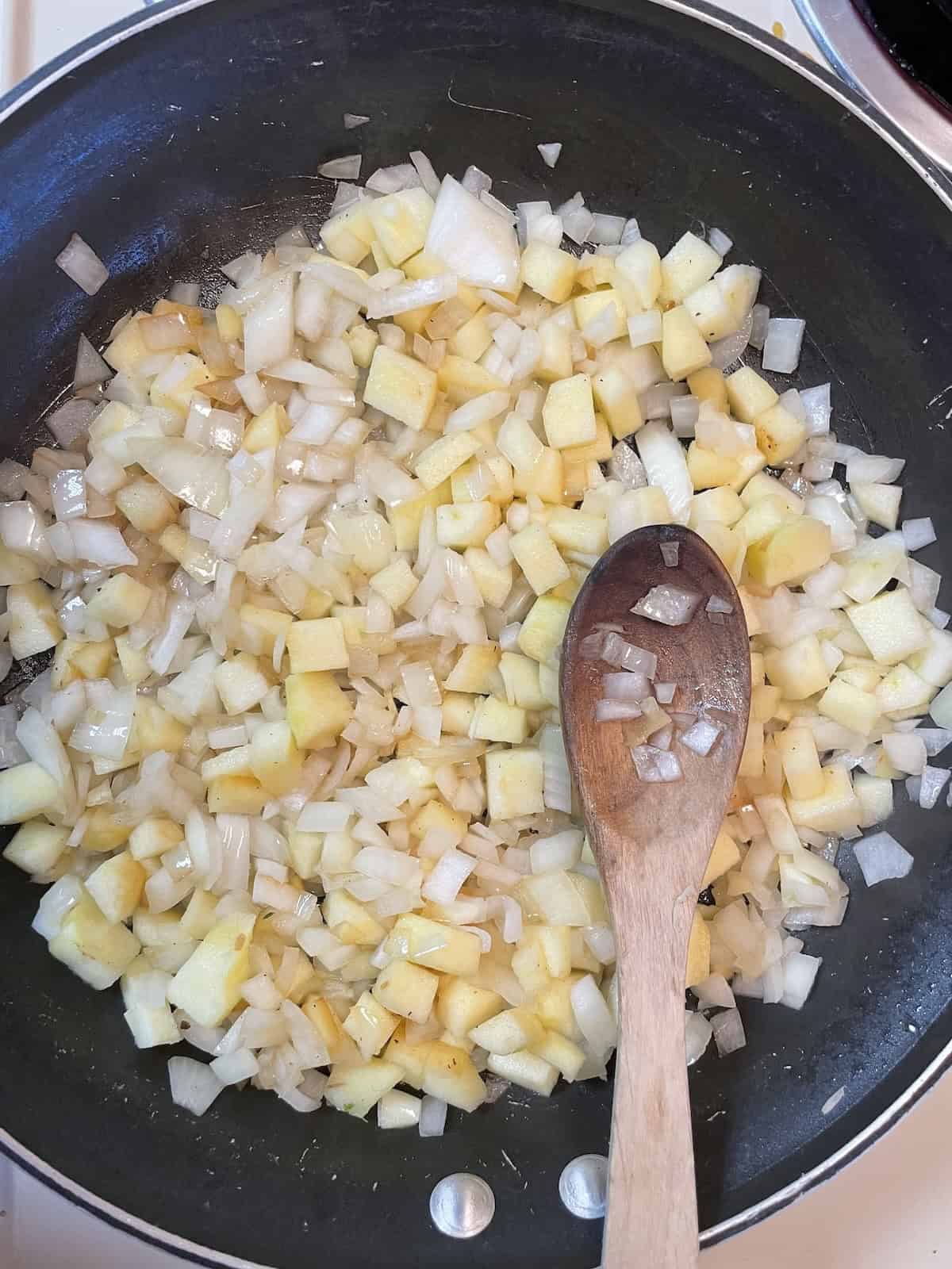 sautéing onions and apples