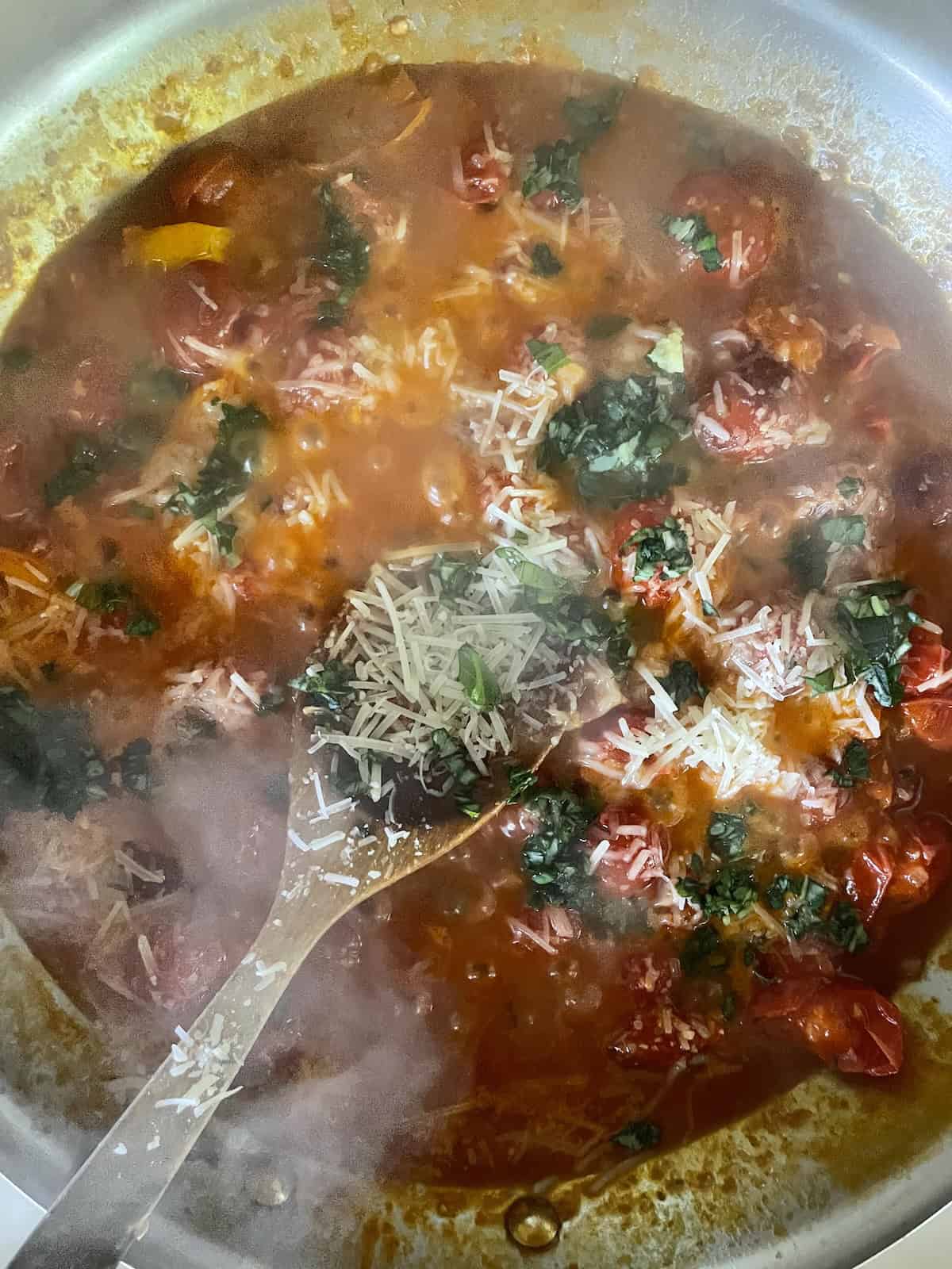 add basil and capers