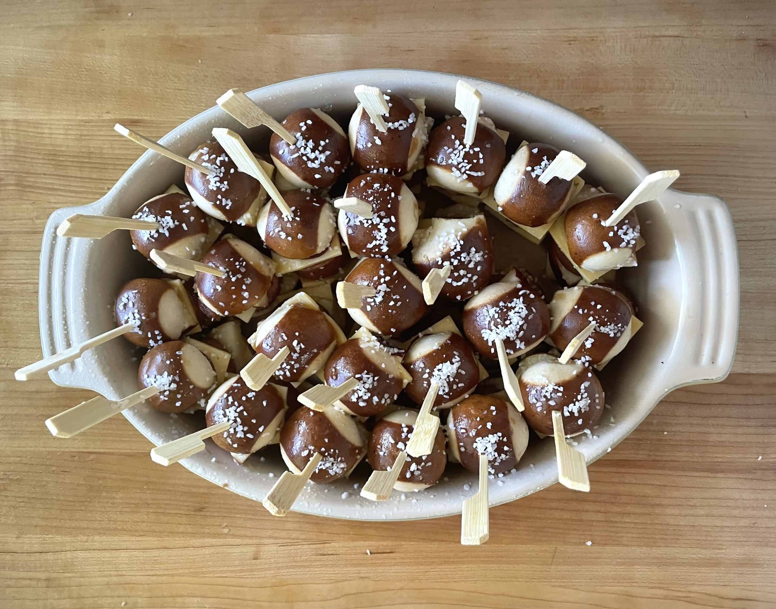 Sausage, Apple and Gouda Pretzel Bite Sliders