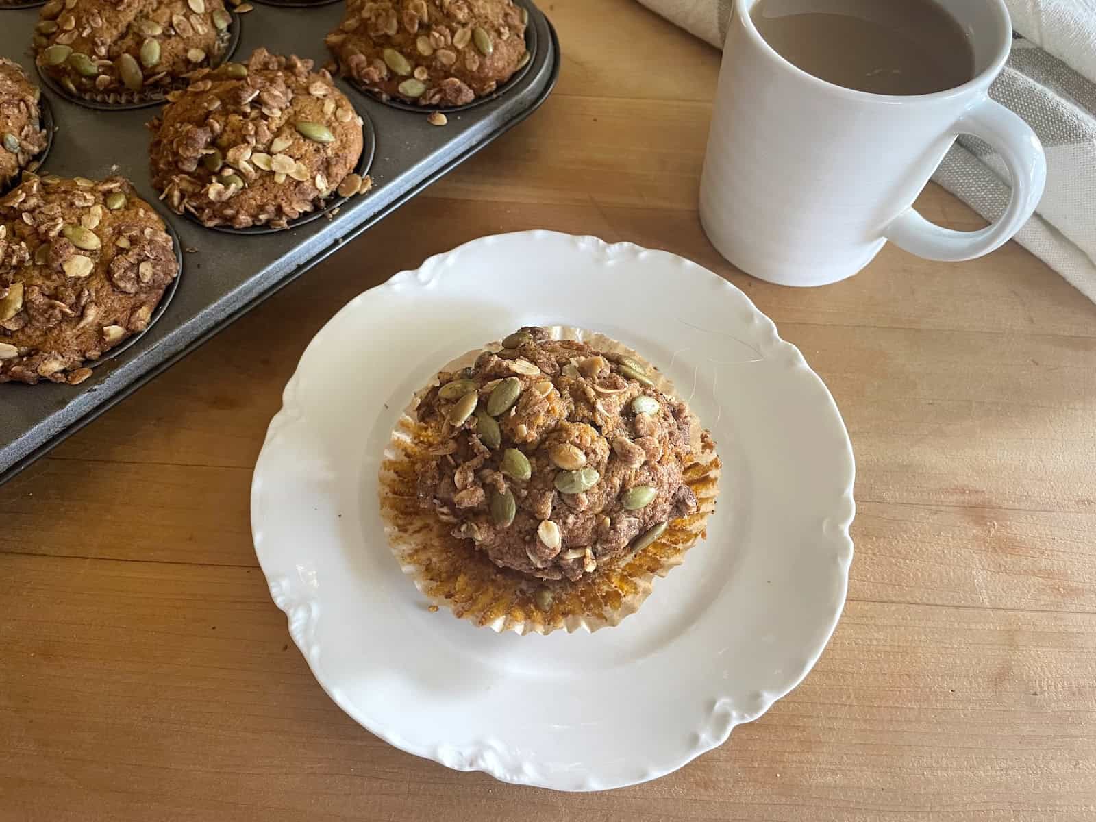 Brown Butter Pumpkin Maple Muffins with Pepita Streusel