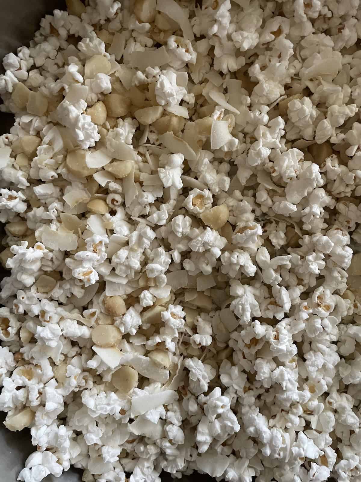 mix in macadamia nuts and coconut