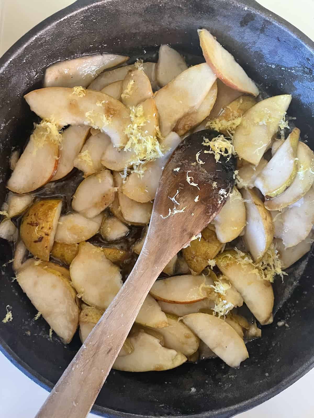 add pears and lemon zest